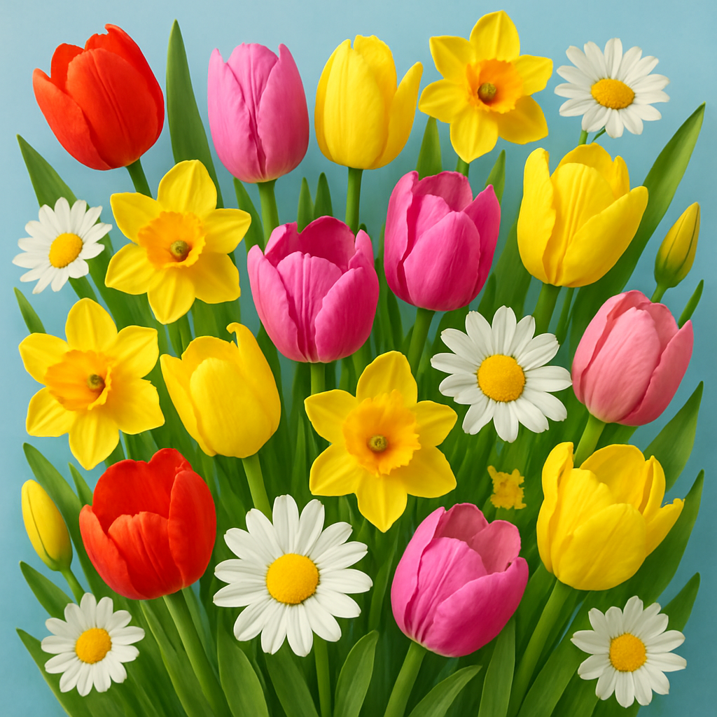 Cheerful spring flowers arrangement